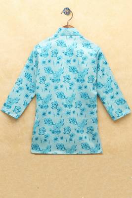 Blue printed cotton boys-kurta-pyjama 2