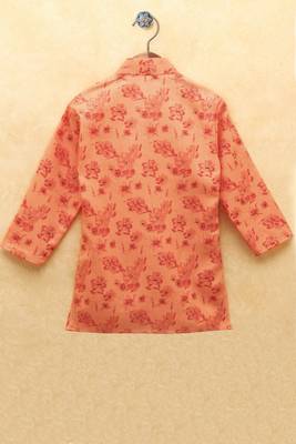 Orange printed cotton boys-kurta-pyjama 2