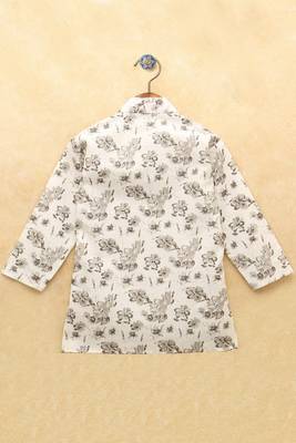 White printed cotton boys-kurta-pyjama 2