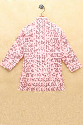 White printed cotton boys-kurta-pyjama 2
