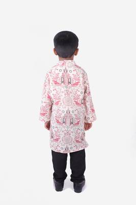 Turquoise Blue and White Motif Print Cotton Kurta with Turquoise Blue Churidar 4