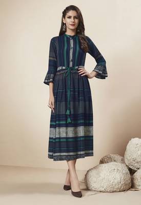 Multicolor Printed Rayon Ethnic Kurtis 1