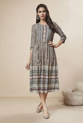 Multicolor Printed Rayon Ethnic Kurtis 1