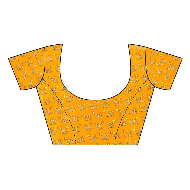 Cream Printed Art Silk Saree With Blouse