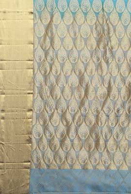 CLASSICATE From The House Of The Chennai Silks Blue Dharmavaram Silk With Running Blouse 4