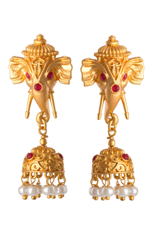Gold pearl jhumkas