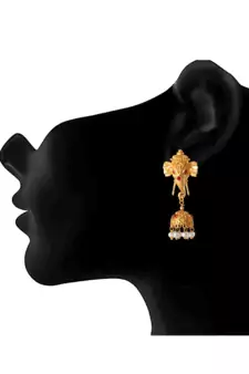 Gold pearl jhumkas