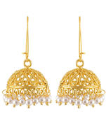 Gold pearl jhumkas