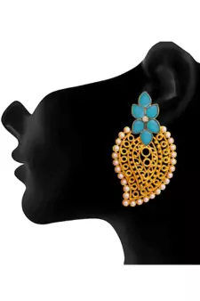 Gold pearl danglers-drops