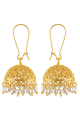 Gold pearl jhumkas 5