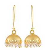 Gold pearl jhumkas
