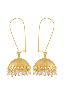Gold pearl jhumkas 4