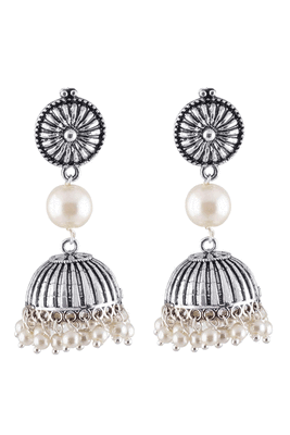 Silver pearl jhumkas 1