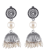 Silver pearl jhumkas
