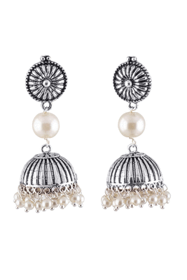 Silver pearl jhumkas 3