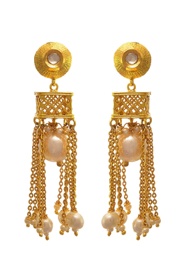 Gold pearl danglers-drops 1