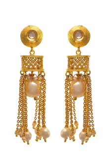 Gold pearl danglers-drops
