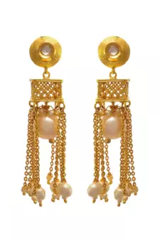Gold pearl danglers-drops