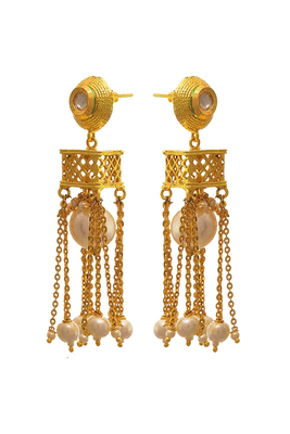 Gold pearl danglers-drops 3