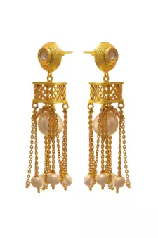 Gold pearl danglers-drops