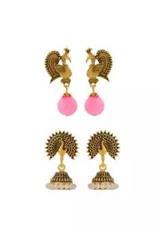 Gold pearl jhumkas