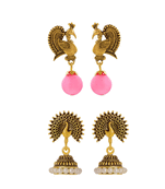 Gold pearl jhumkas