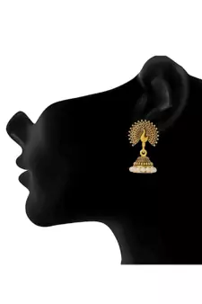 Gold pearl jhumkas
