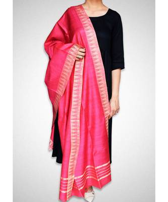Fuschia pink mulberry silk dupatta 1