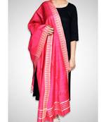 Fuschia pink mulberry silk dupatta