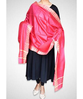 Fuschia pink mulberry silk dupatta 2