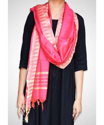 Fuschia pink mulberry silk dupatta 3