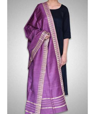 Dark purple mulberry silk dupatta 1