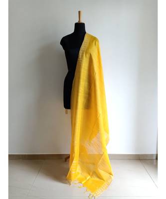 Turmeric yellow mulberry silk dupatta 1