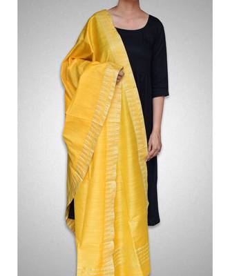 Light yellow mulberry silk dupatta 1