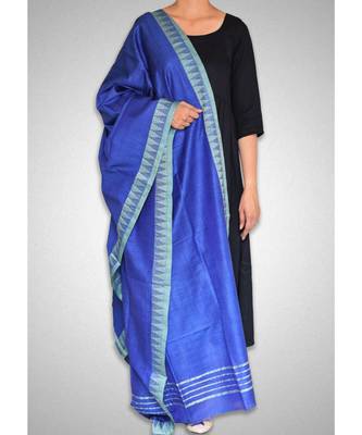 Indigo blue mulberry silk dupatta 1