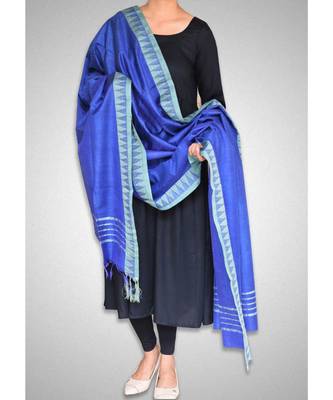 Indigo blue mulberry silk dupatta 2