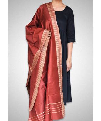 Red mulberry silk dupatta 1