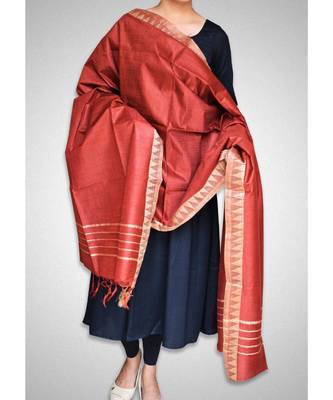 Red mulberry silk dupatta 2