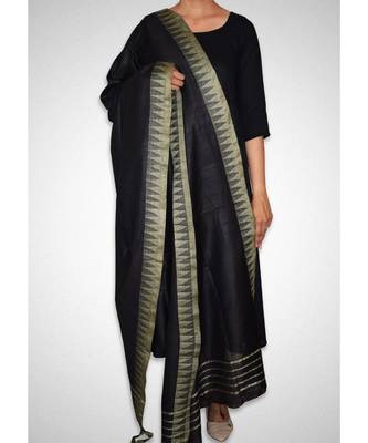 Black mulberry silk dupatta 1