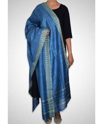 Marine blue mulberry silk  dupatta 1