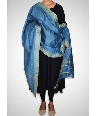 Marine blue mulberry silk  dupatta 2