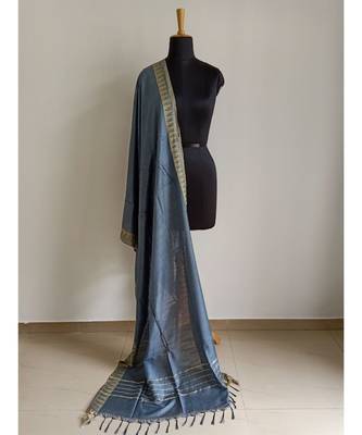 Light grey mulberry silk dupatta 1