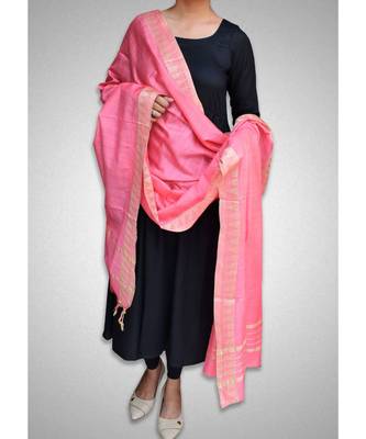 Light pink mulberry silk dupatta 1