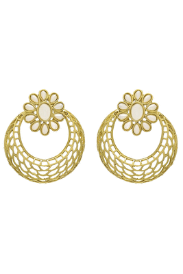 Gold Copper Gold Plated Floral Design Chandbali Earrings 1