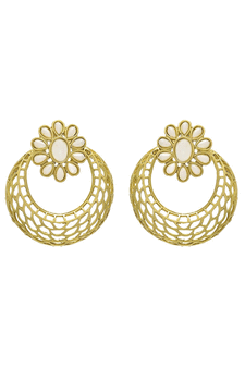 Gold Copper Gold Plated Floral Design Chandbali Earrings