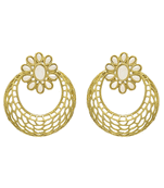 Gold Copper Gold Plated Floral Design Chandbali Earrings