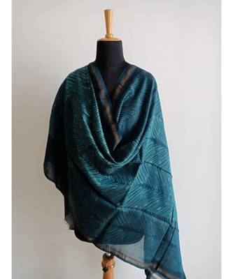 Nature print space blue chanderi silk shibori work dupatta 1