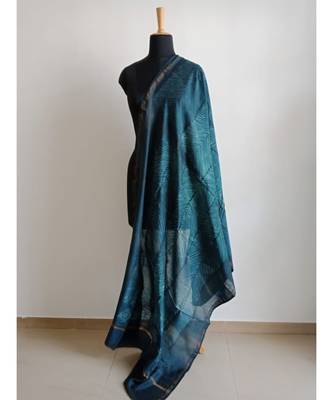 Nature print space blue chanderi silk shibori work dupatta 2