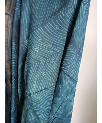 Nature print space blue chanderi silk shibori work dupatta 3