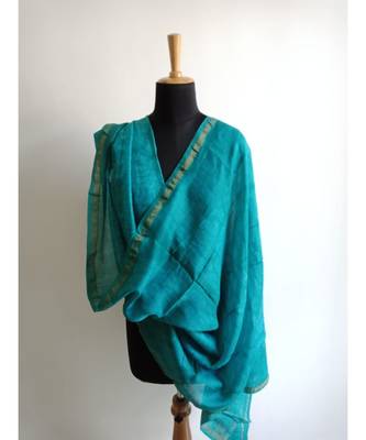 turquiose wave print chanderi silk shibori work dupatta 1